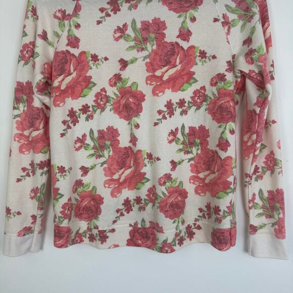 Abercrombie & Fitch Womens V-Neck Thermal Floral Print Cream/Pink Sweater XS - Picture 8 of 10